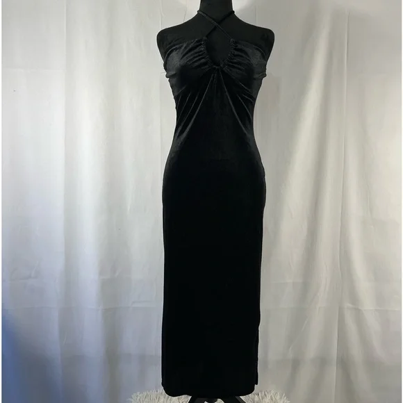 Black velvet, halter, midi dress, large 
NWT - Picture 2 of 6